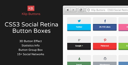 CodeCanyon - CSS3 Social Retina Button Boxes v1.0