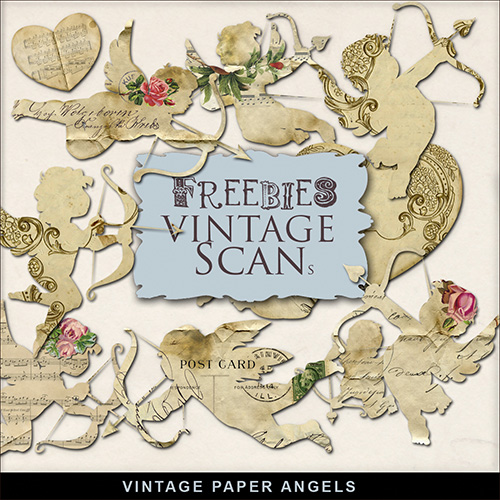 Scrap-kit - Vintage Style Paper Angels For Valentines Day 2014