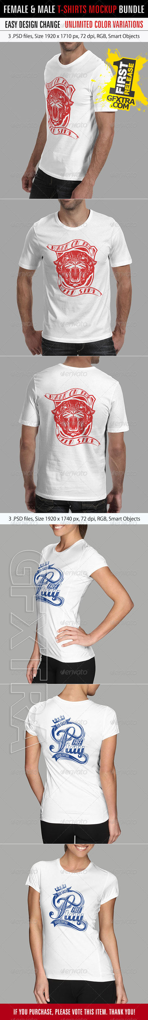 GraphicRiver - Female and Male T-Shirt Bundle 