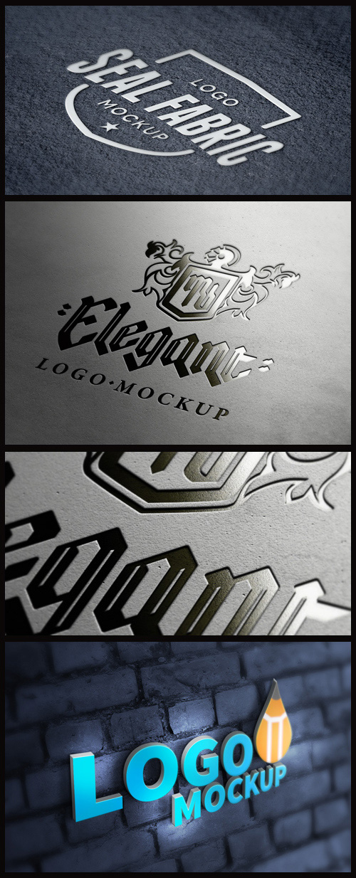 Logo Mock-Ups - Fabric, Letterpress, 3D Logo