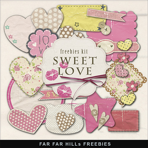 Scrap-kit - Sweet Love Labels For Valentines Day 2014