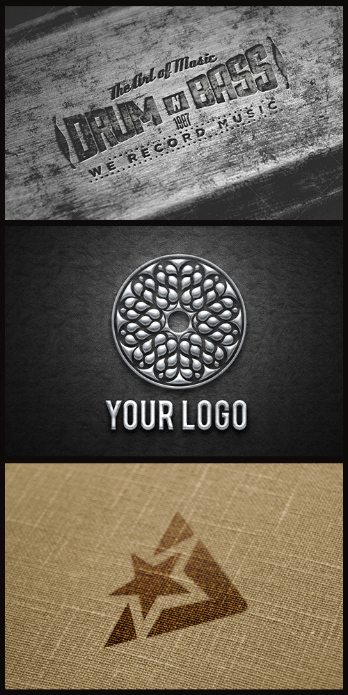 Logo Mock-Ups - Old Steel, Chrome, Canvas