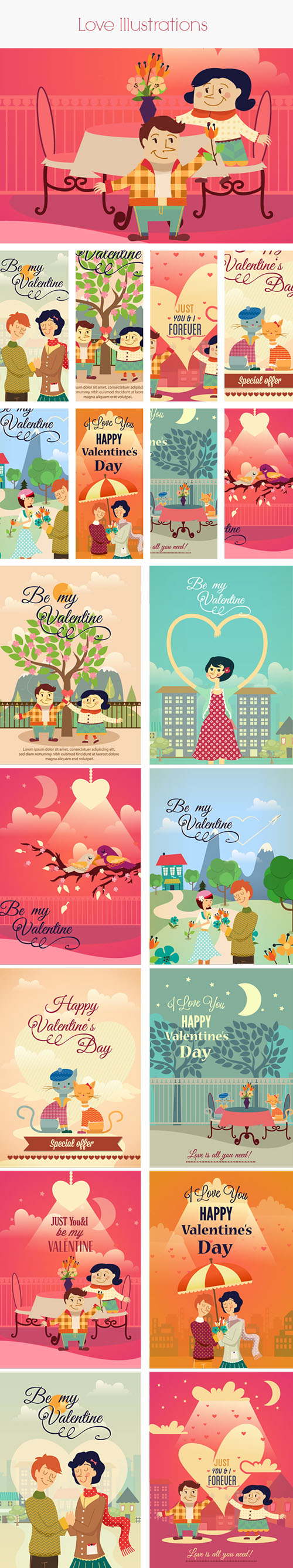 Love Valentine's Day 2014 Vector Illustrations Bundle
