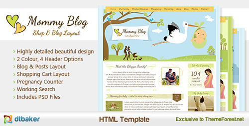ThemeForest - Mommy Blog HTML - Including Shop & Blog Layout - FULL