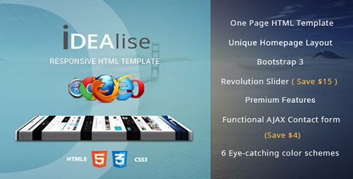 ThemeForest - Idealise - Creative One Page HTML Web Design - RIP