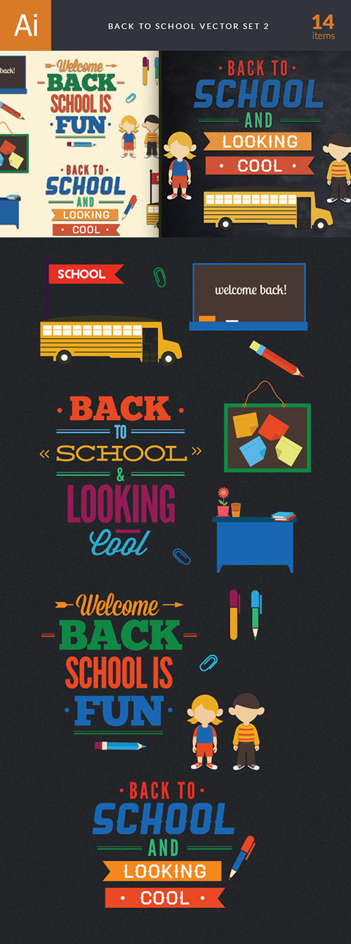 Back to School Vector Illustrations Pack 2