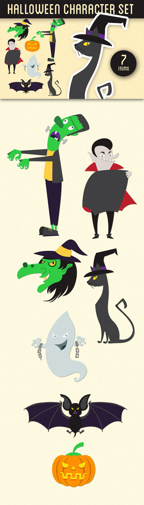 Halloween Characters Vector Illustrations Pack 1