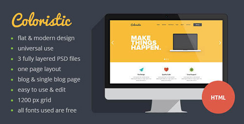 ThemeForest - Coloristic - Flat OnePage Responsive Template - RIP