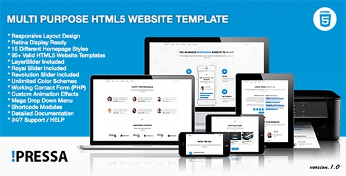 ThemeForest - Pressa - Multi Purpose HTML5 Website Template - RIP
