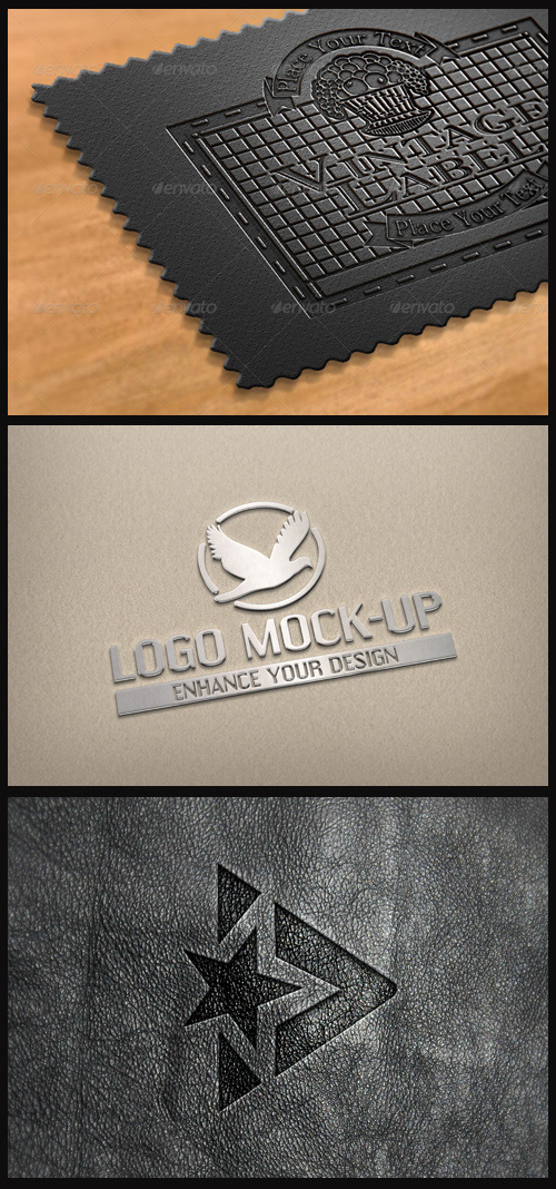 Logo Mock-Ups - Leather Label, Bright Metal, Pressed Leather