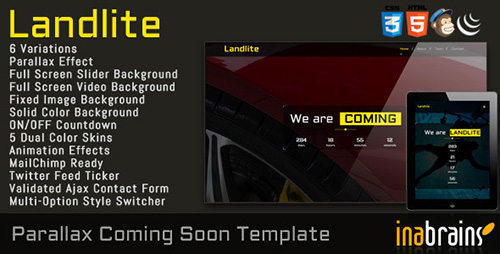 ThemeForest - LandLite - Responsive Parallax Coming Soon Page - RIP