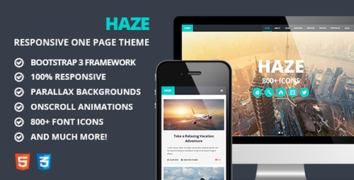 ThemeForest - Haze - One Page Responsive Parallax Theme - RIP