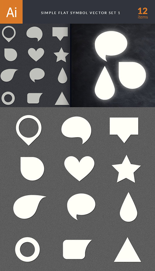 Simple Flat Symbols Vector Illustrations Pack 1