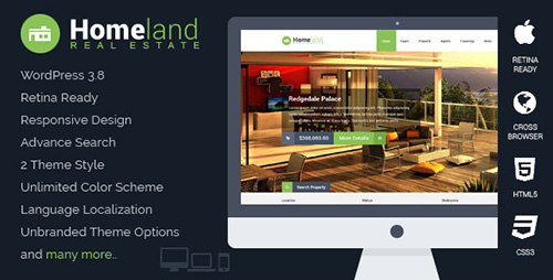 ThemeForest - Homeland v1.3.0 - Responsive Real Estate WordPress Theme