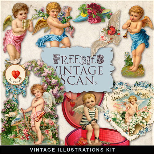 Scrap-kit - Romantic Angels Vintage Illustrations