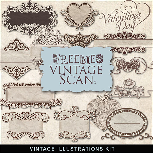 Scrap-kit - Vintage Romantic Labels Illustrations