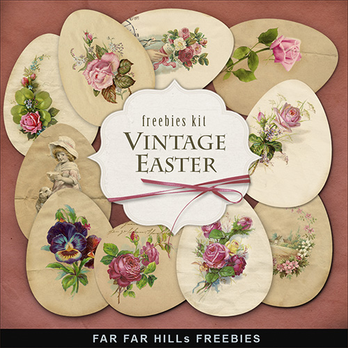 Scrap-kit - Vintage Easter Eggs With Flowers 2014