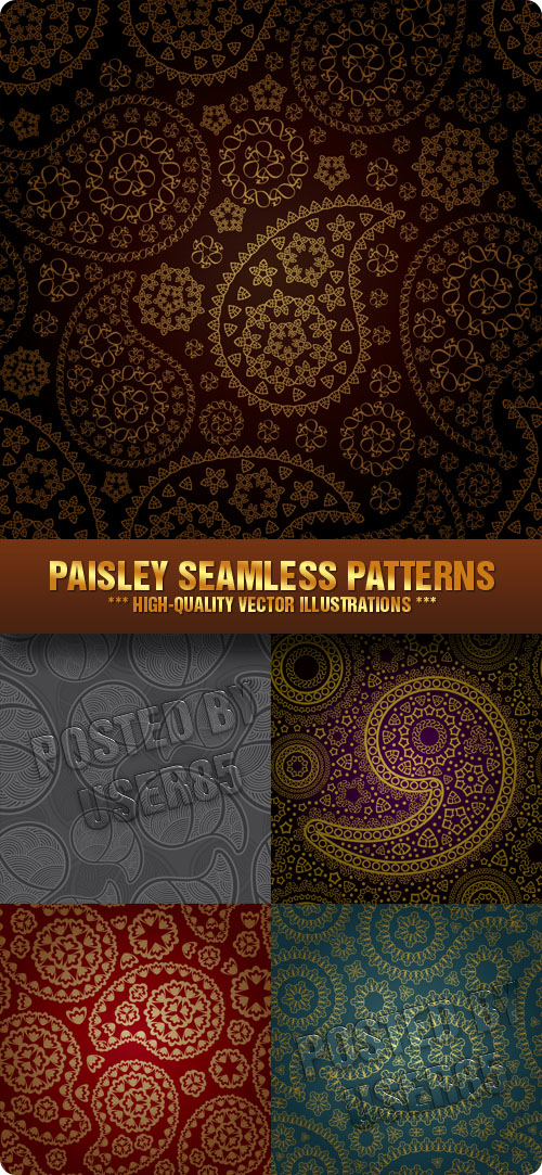 Stock Vector - Paisley Seamless Patterns