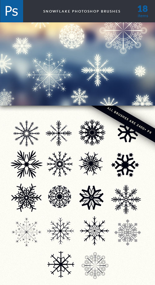 Snowflakes Photoshop Brushes Pack 2