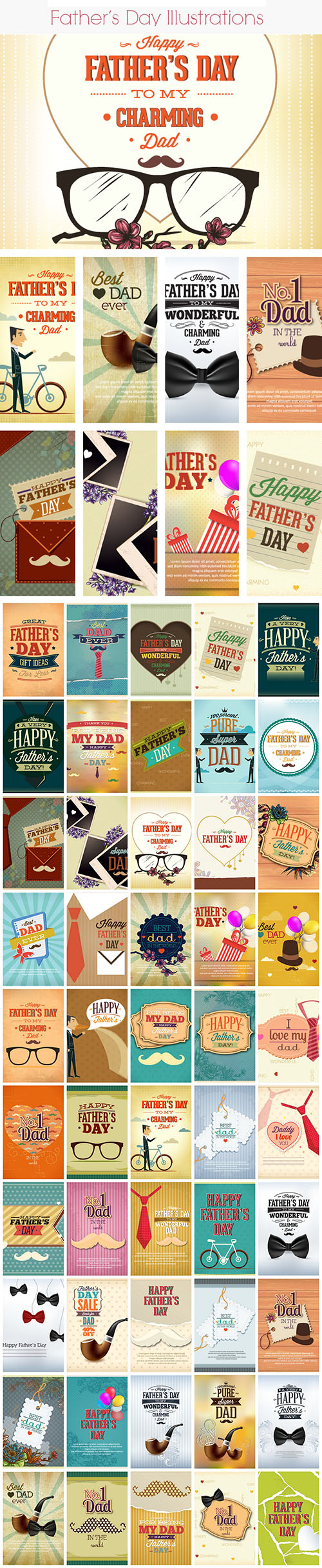 Father's Day Vector Illustrations Bundle 50xEPS Father's Day Vector Illustrations Bundle 50xEPS