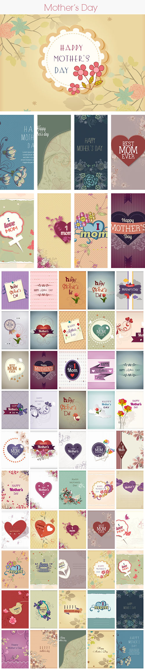 50 Mother's Day Vector Illustrations Bundle