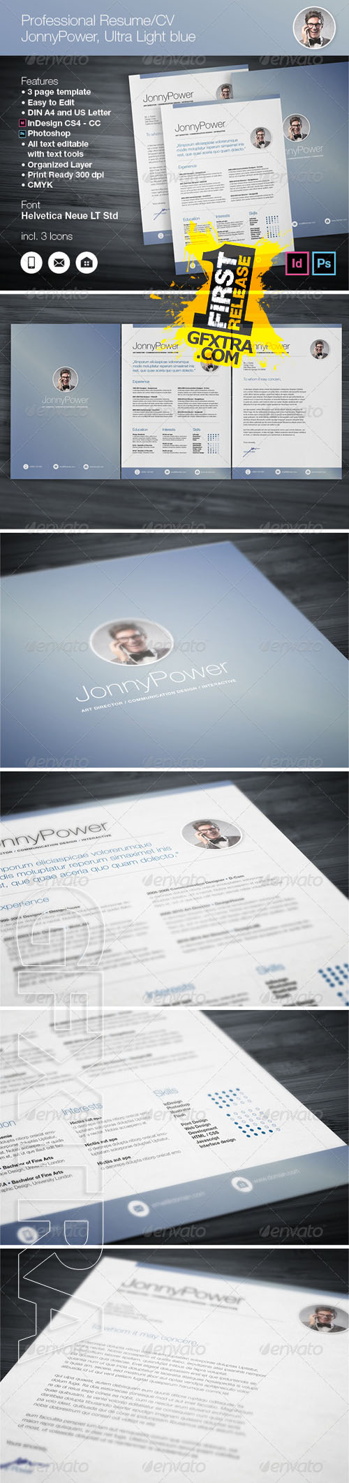 GraphicRiver - Professional Resume / CV Ultra Light blue 