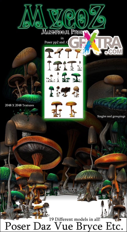 Renderosity - Myco-Z - Mushrooms for Vue - Vuegen