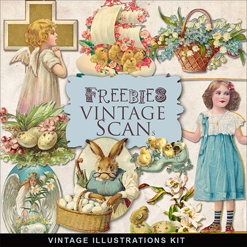 Scrap-kit - Vintage Easter Vignettes Vol.3 - PNG Images