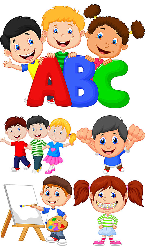 Little Kids with Letters 5xEPS