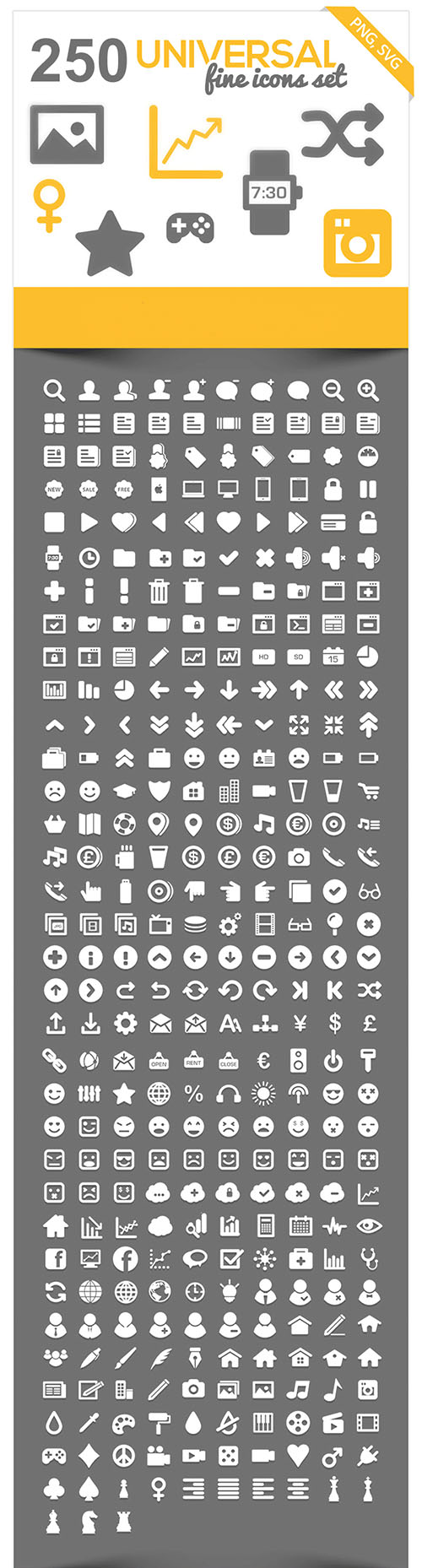 SVG Web Icons - 250 Universal Icons Pack
