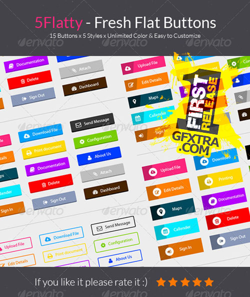GraphicRiver - 5flatty - Fresh Flat Buttons 
