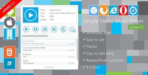 CodeCanyon - Simple Metro Music Player v1.1