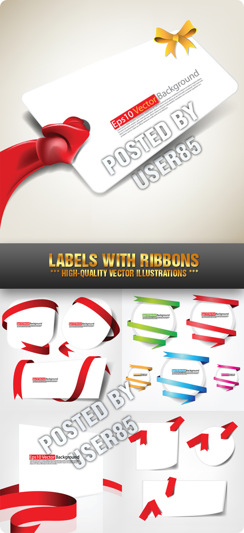Stock Vector - Labels with Ribbons