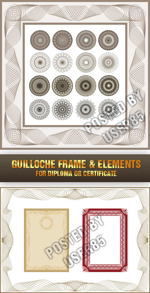 Stock Vector - Guilloche Frame & Elements