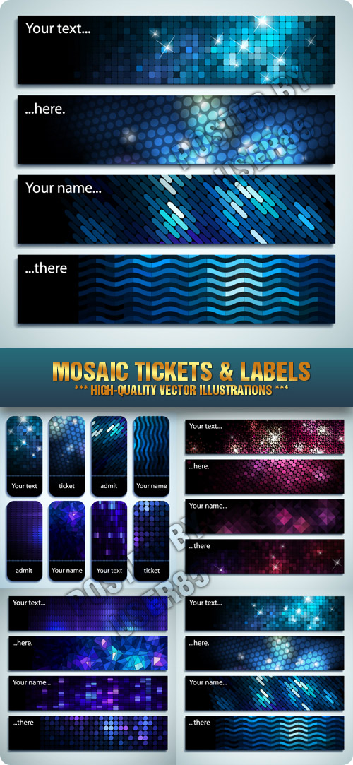 Stock Vecor - Mosaic Tickets & Labels