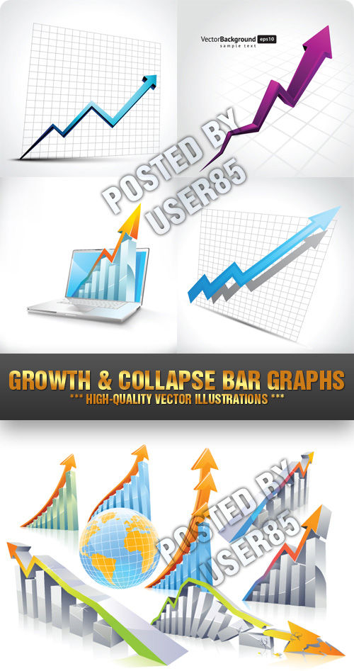 Stock Vector - Growth & Collapse Bar Graphs
