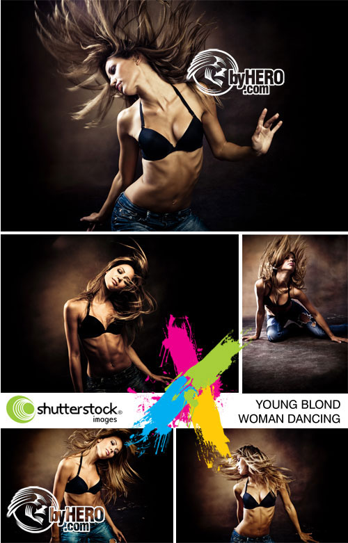 Young Blond Woman Dancing, Studio Shoots 5xJPGs - Shutterstock