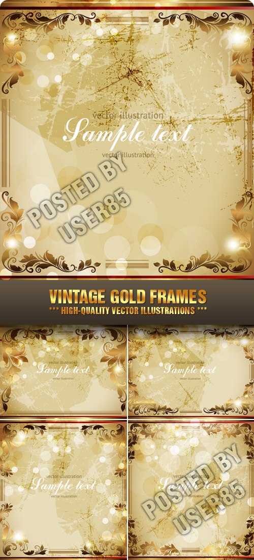 Stock Vector - Vintage Gold Frames