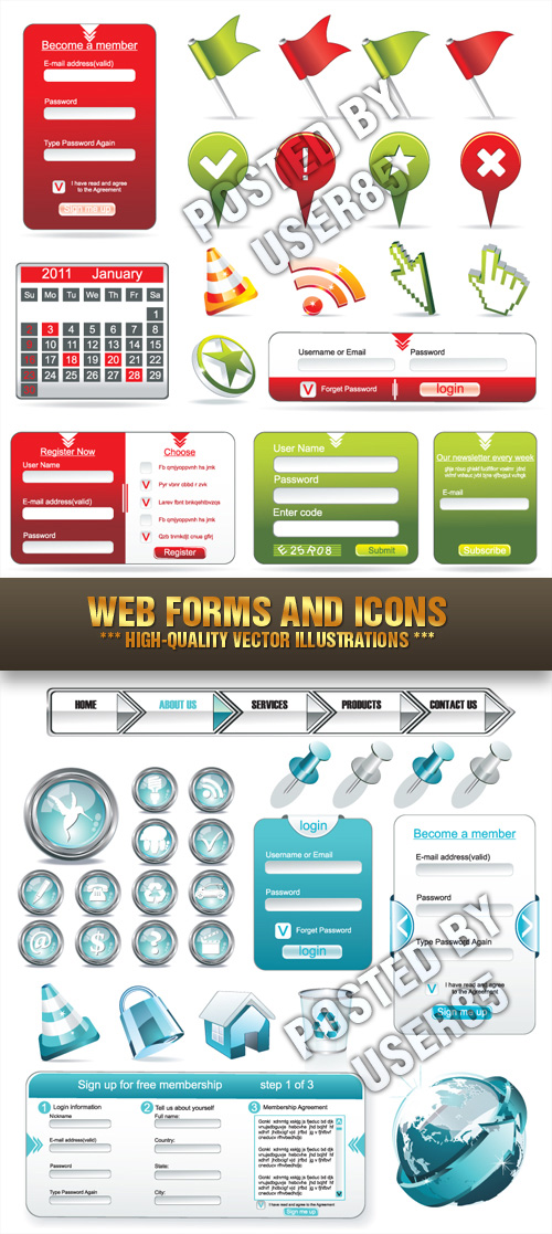 Stock Vector - Web Forms and Icons