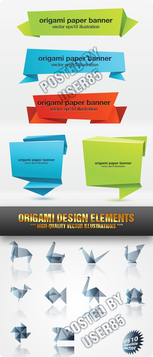 Stock Vector - Origami Design Elements