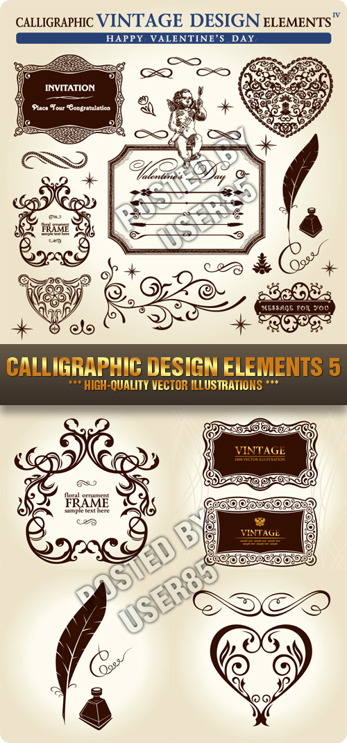 Stock Vector - Calligraphic Design Elements 5