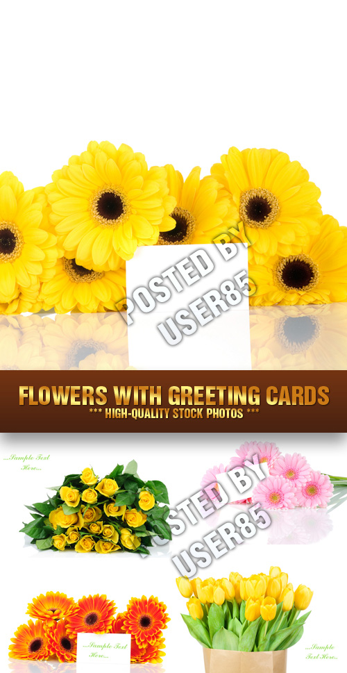 Stock Photo - Flowers with Greeting Cards