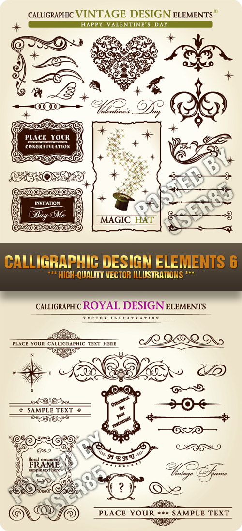 Stock Vector - Calligraphic Design Elements 6