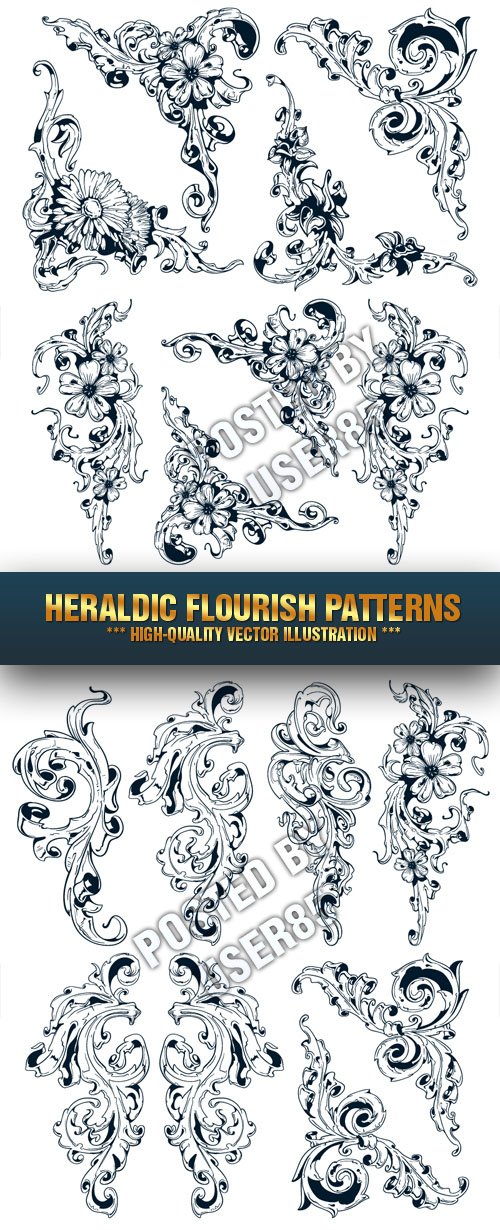 Stock Vector - Heraldic Flourish Patterns