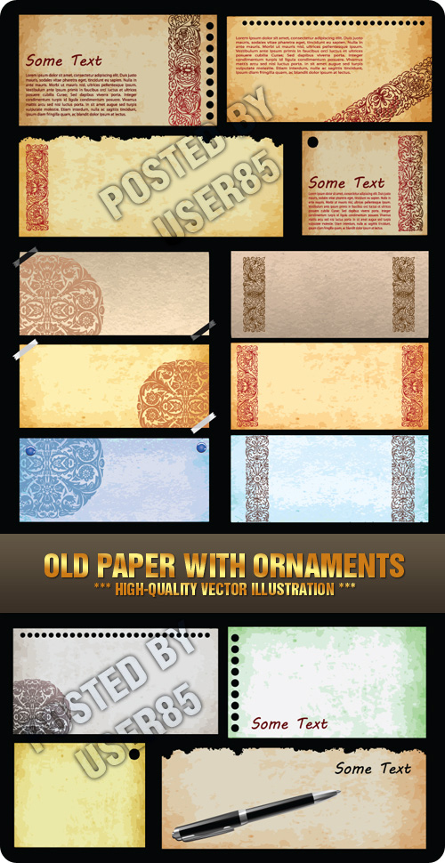 Stock Vector - Old Paper with Ornaments