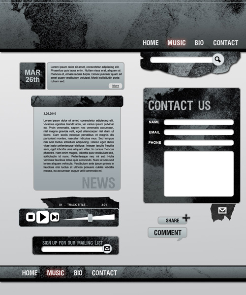 Grunge web design elements