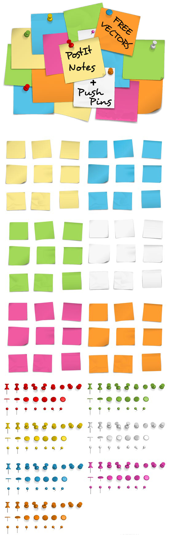 Post-it Notes & Push Pins 4xEPS Post-it Notes & Push Pins 4xEPS